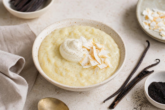Vegan coconut vanilla pudding made with Tahitian vanilla