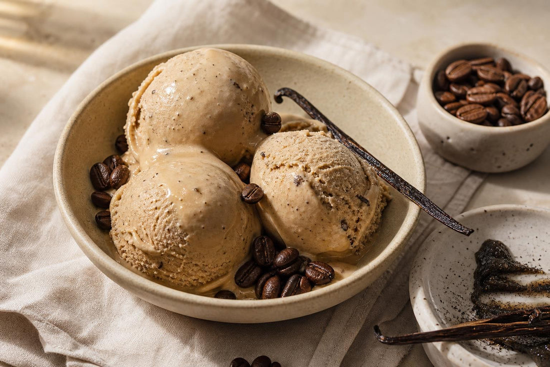 Vegan espresso vanilla ice cream