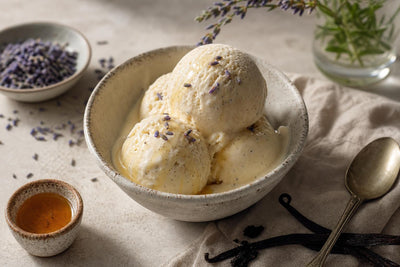 Vegan lavender vanilla ice cream