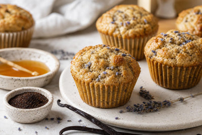 Vegan lavender vanilla muffins