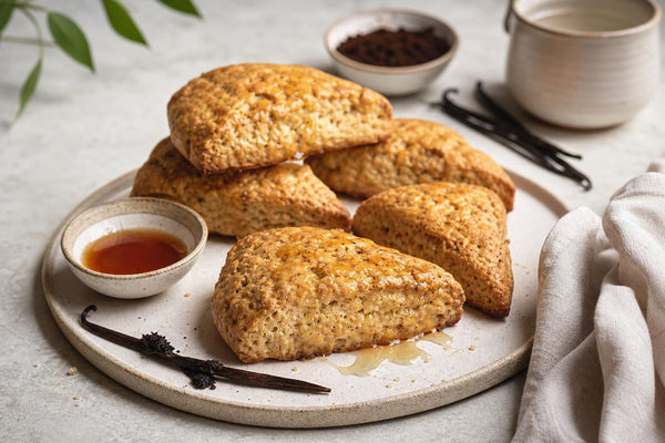 Vegan maple vanilla scones made with Mexican vanilla