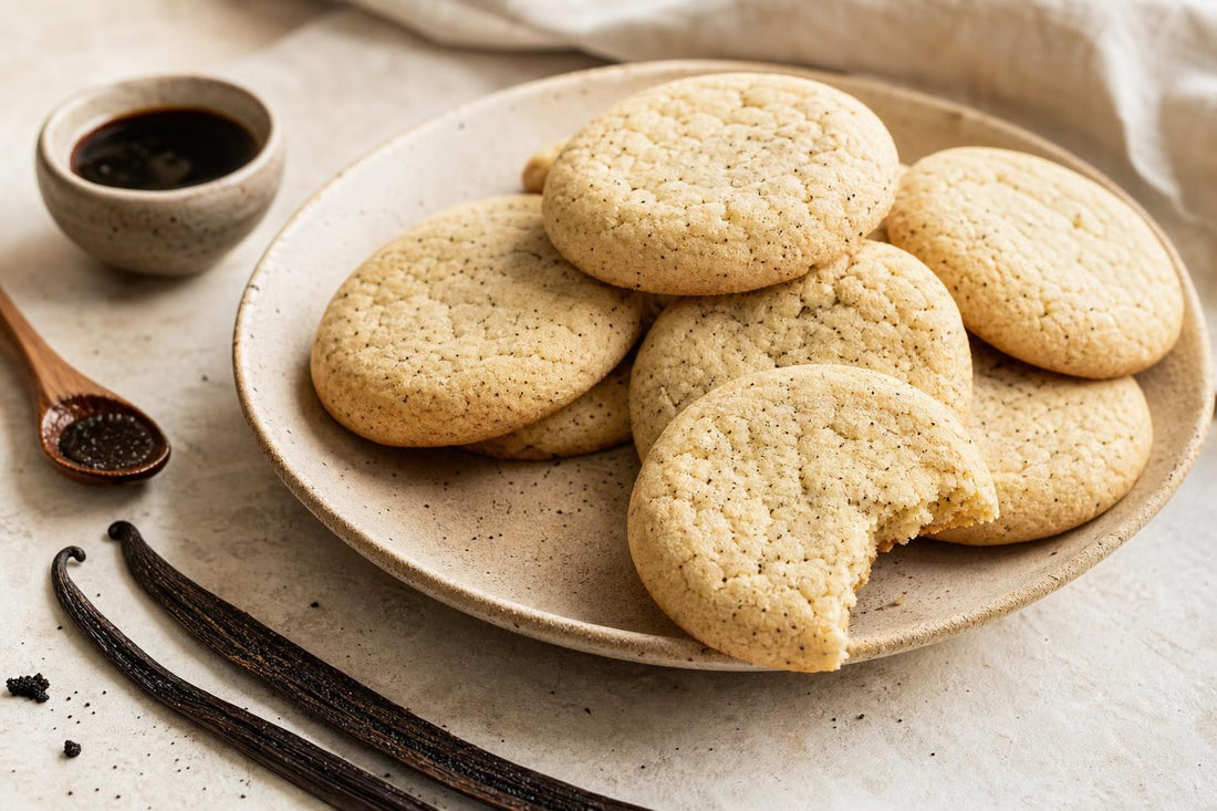 Vegan vanilla cookies made with Mexican vanilla