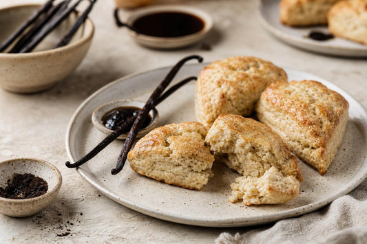 Vegan vanilla scones made with Mexican vanilla