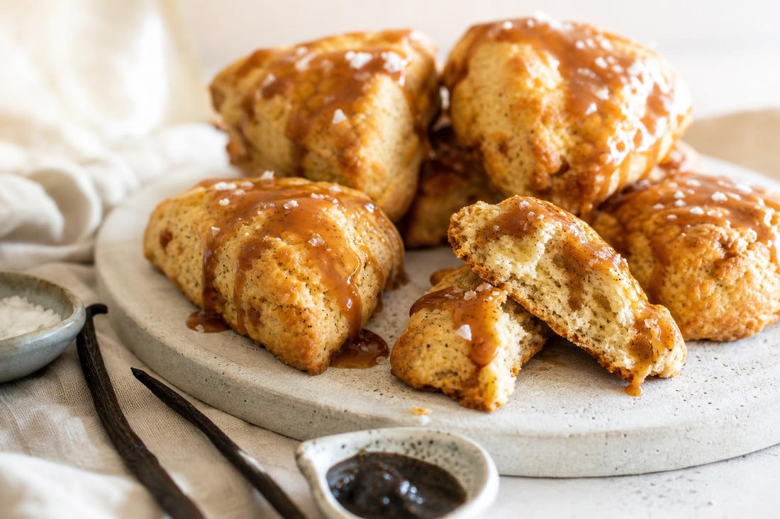 Vegan salted caramel vanilla scones