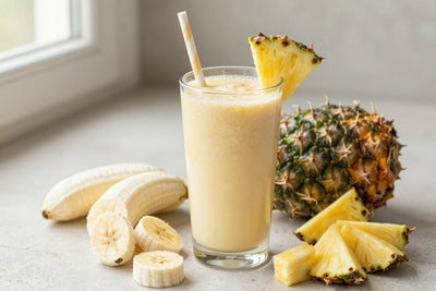 Vegan Tropical Smoothie in a glass