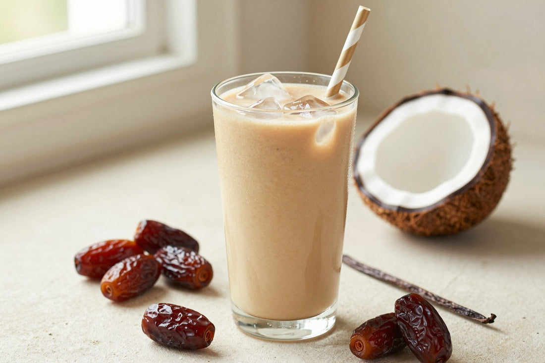 Vegan Vanilla Date Smoothie in a glass
