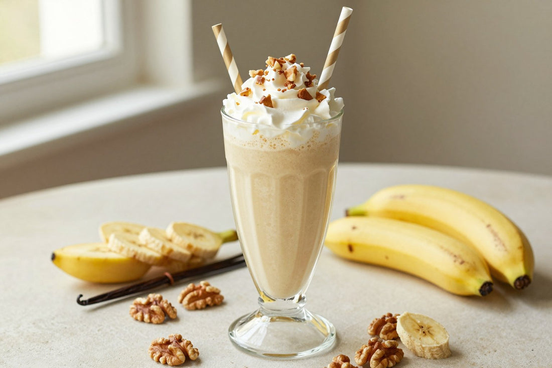 Walnut Banana Milkshake in a glass