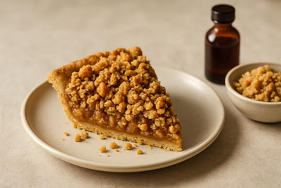 Slice of pie with walnut crumb topping