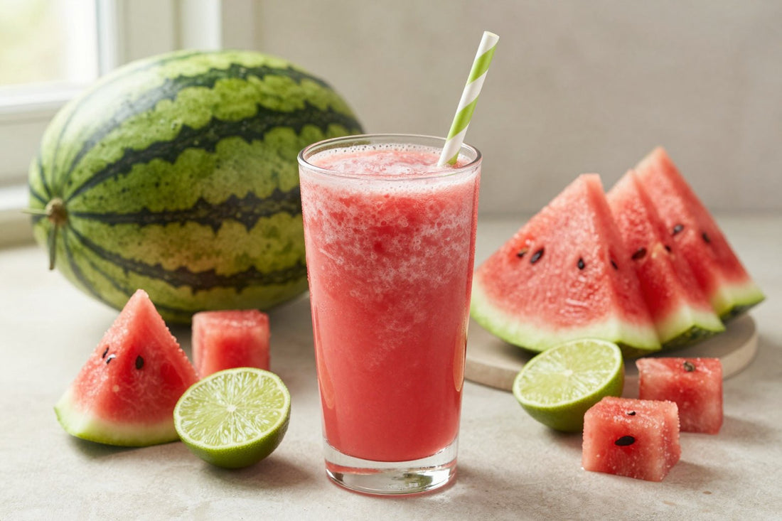 Watermelon Lime Smoothie in a glass