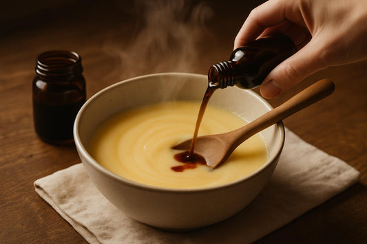 Adding vanilla extract to warm custard after cooking to preserve delicate aromatic compounds