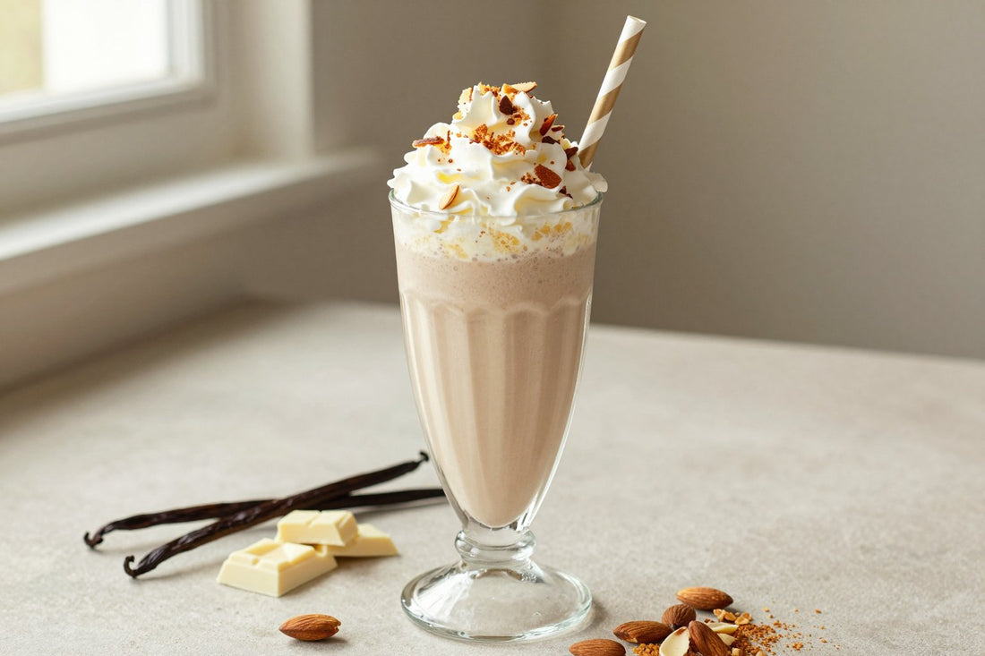 White Chocolate Almond Milkshake in a glass