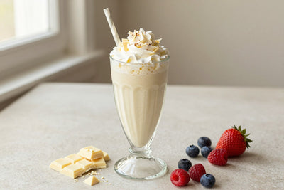 White Chocolate Berry Milkshake in a glass
