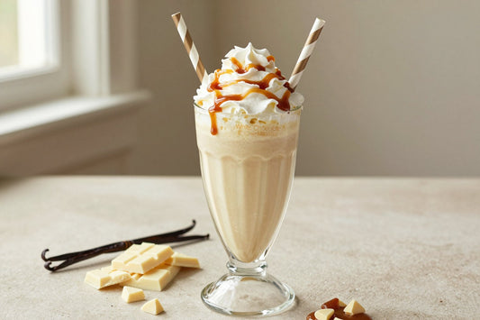 White Chocolate Caramel Milkshake in a glass
