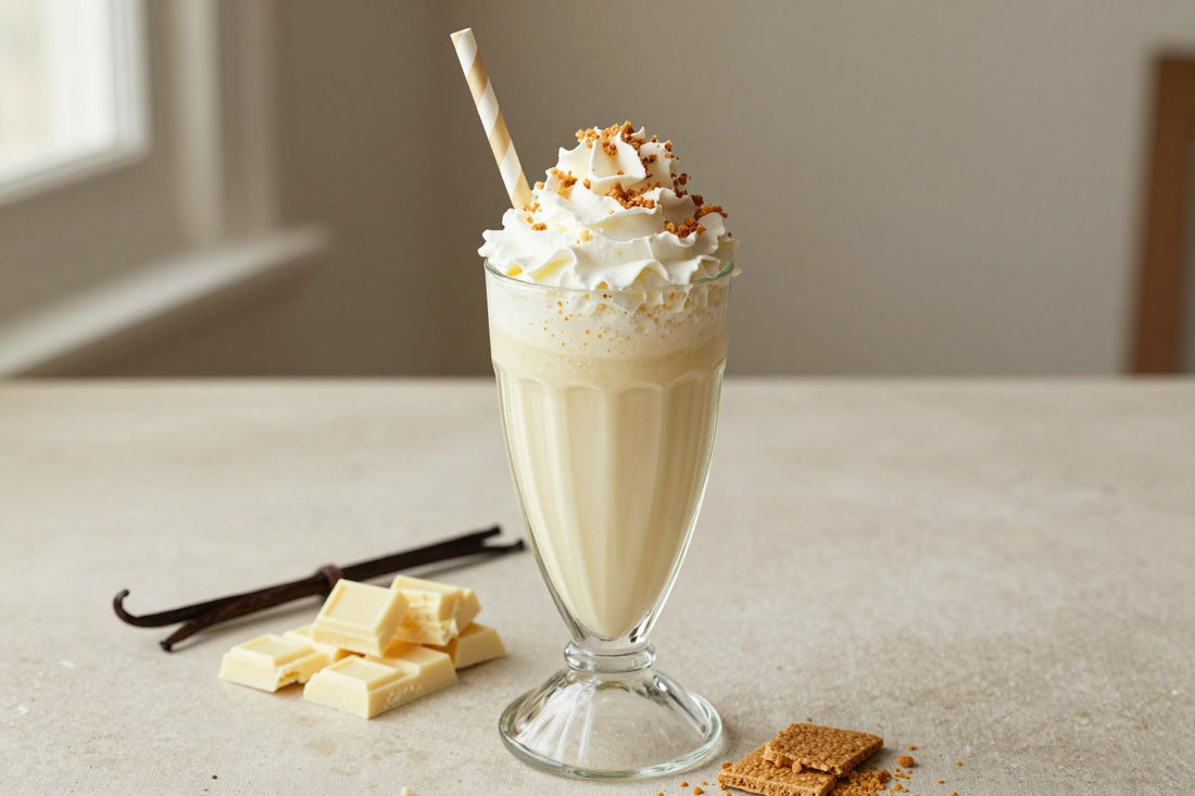 White Chocolate Cheesecake Milkshake in a glass