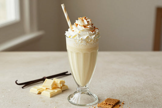 White Chocolate Cheesecake Milkshake in a glass