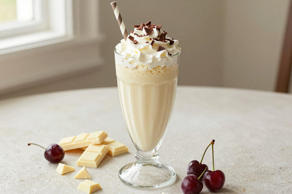 White Chocolate Cherry Milkshake in a glass