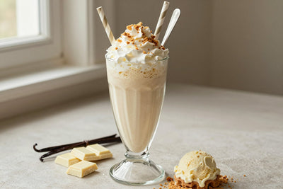 White Chocolate Cream Pie Milkshake in a glass