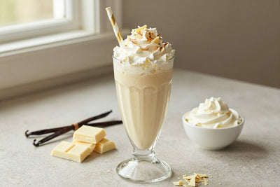White Chocolate Fudge Milkshake in a glass