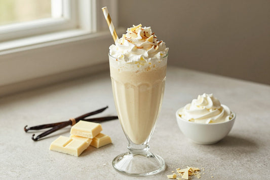 White Chocolate Fudge Milkshake in a glass