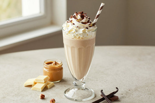 White Chocolate Hazelnut Milkshake in a glass