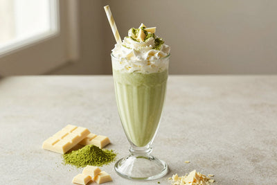 White Chocolate Matcha Milkshake in a glass