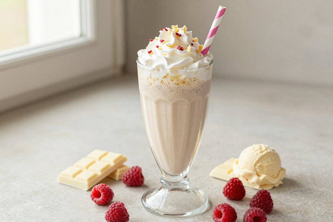 White Chocolate Raspberry Milkshake in a glass