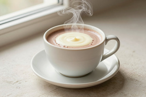 White Chocolate Steamer in a ceramic mug