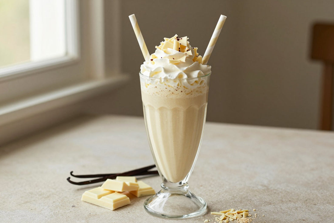 White Chocolate Vanilla Milkshake in a glass