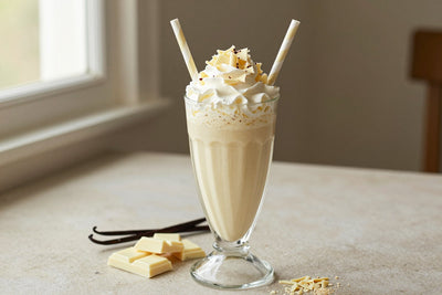 White Chocolate Vanilla Milkshake in a glass