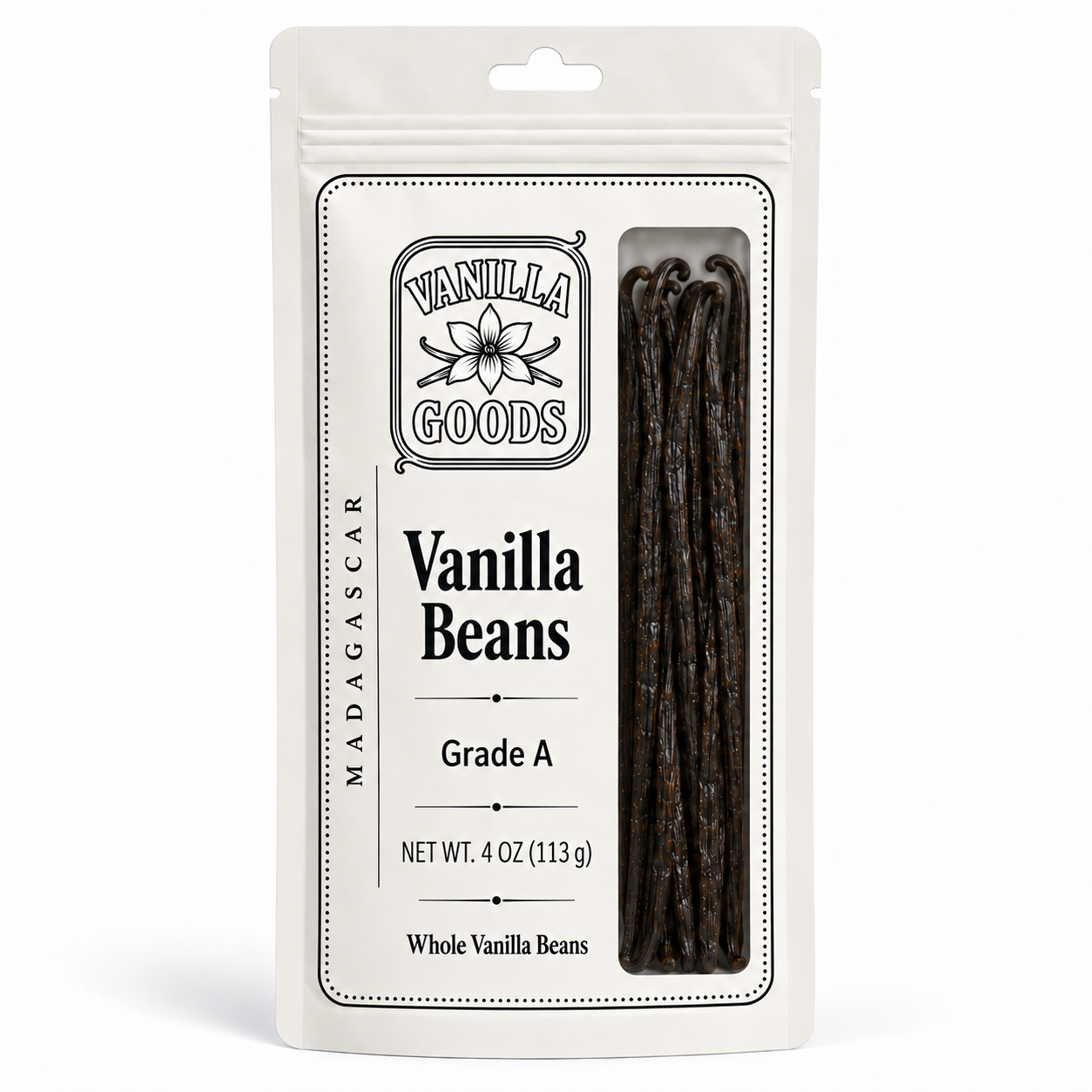 Madagascar Vanilla Beans, Grade A, 4oz bag