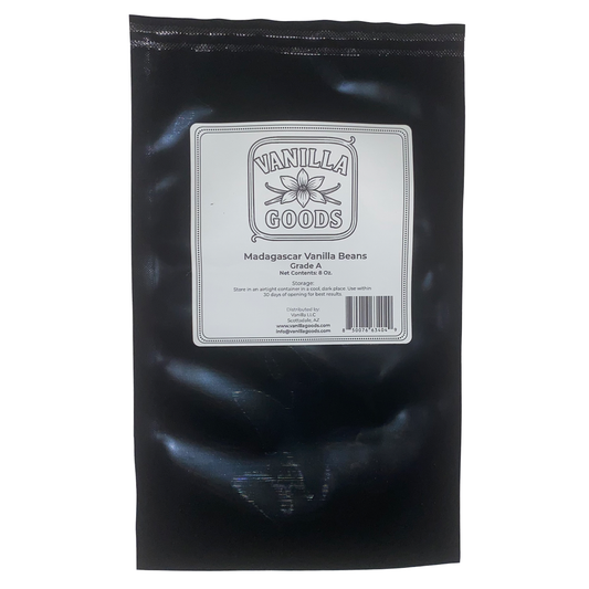 Madagascar Vanilla Beans, Grade A, 8 oz bag