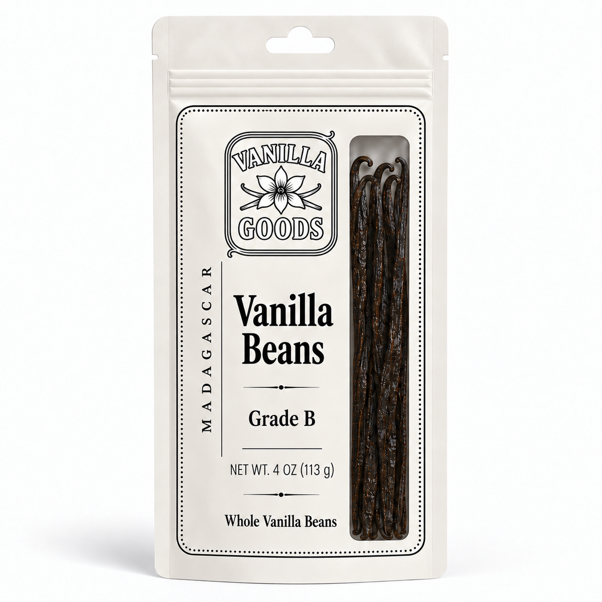 Madagascar Vanilla Beans, Grade B, 4oz bag