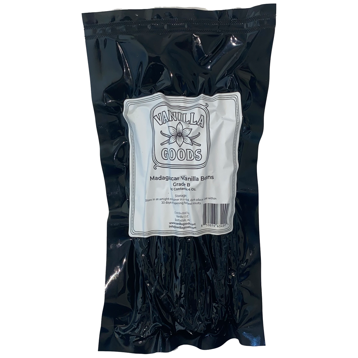 Madagascar Vanilla Beans, Grade B, 4oz bag