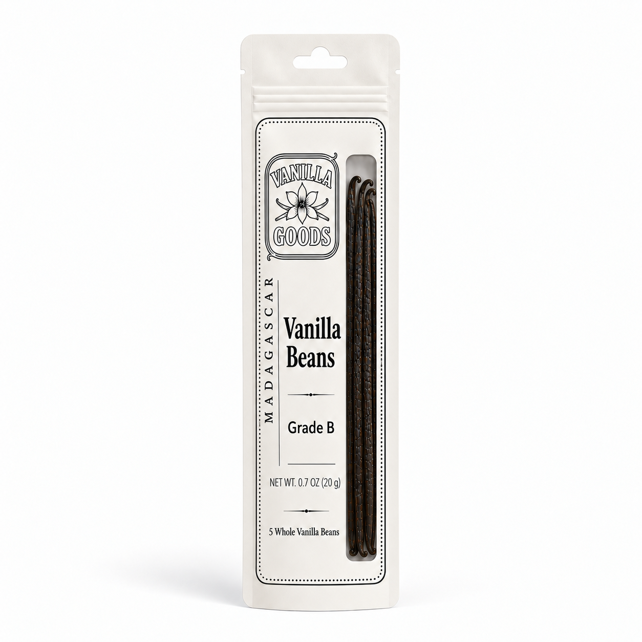 Madagascar Vanilla Beans, Grade B, 5 Beans