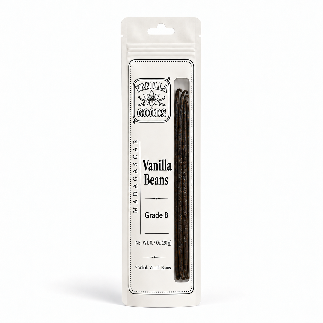 Madagascar Vanilla Beans, Grade B, 5 Beans