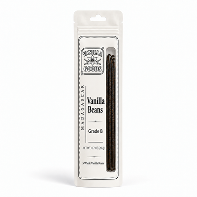 Madagascar Vanilla Beans, Grade B, 5 Beans