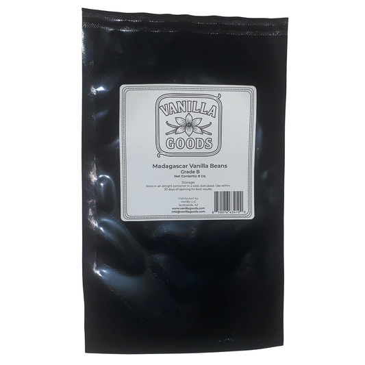 Madagascar Vanilla Beans, Grade B, 8 oz bag