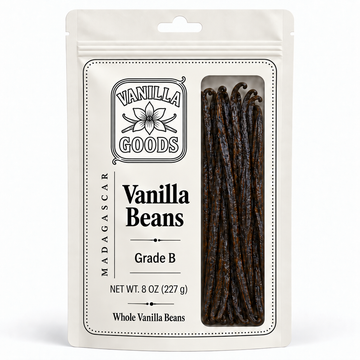 Madagascar Vanilla Beans, Grade B, 8 oz bag
