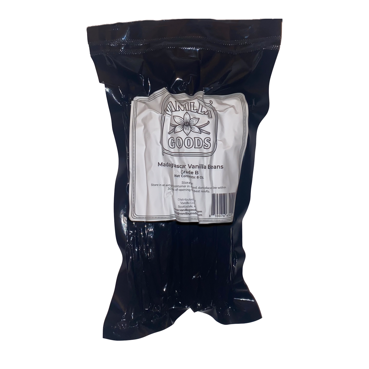 Madagascar Vanilla Beans, Grade B, 8 oz bag