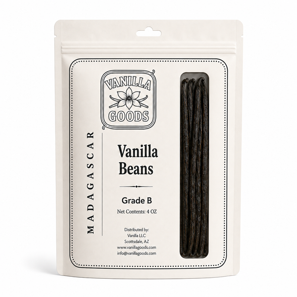 Madagascar Vanilla Beans, Grade B, 4oz bag