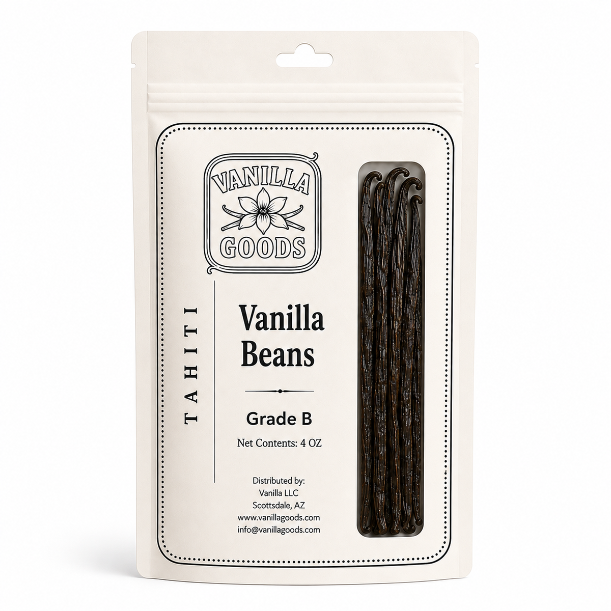 Tahitian Vanilla Beans, Grade B, 4oz bag