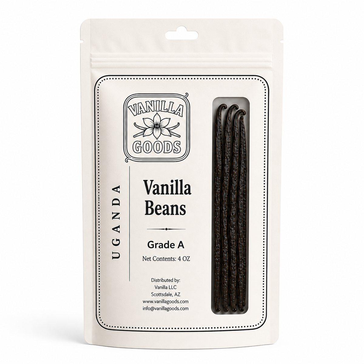 Uganda Vanilla Beans, Grade A, 4oz bag