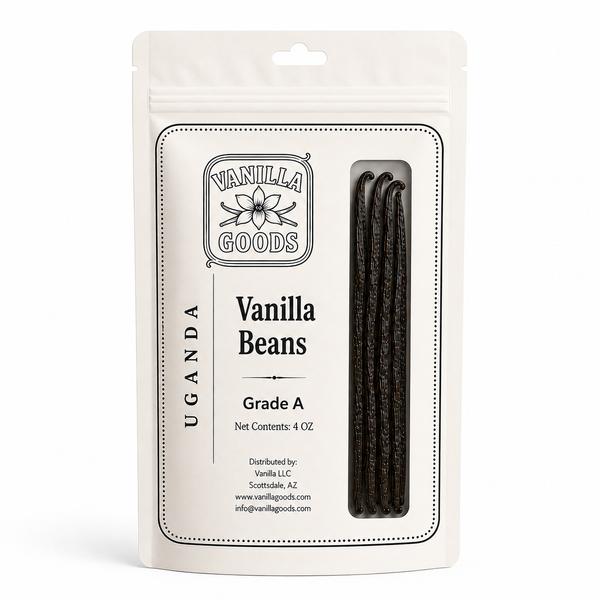 Uganda Vanilla Beans, Grade A, 4oz bag