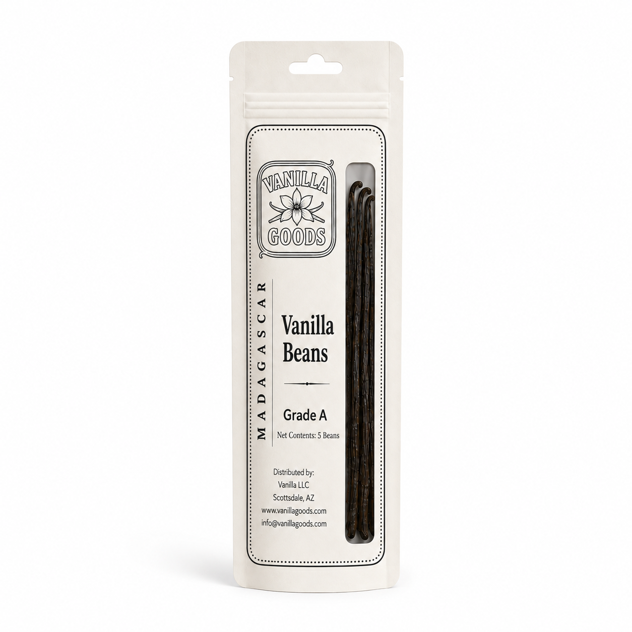 Madagascar Vanilla Beans, Grade A, 5 Beans