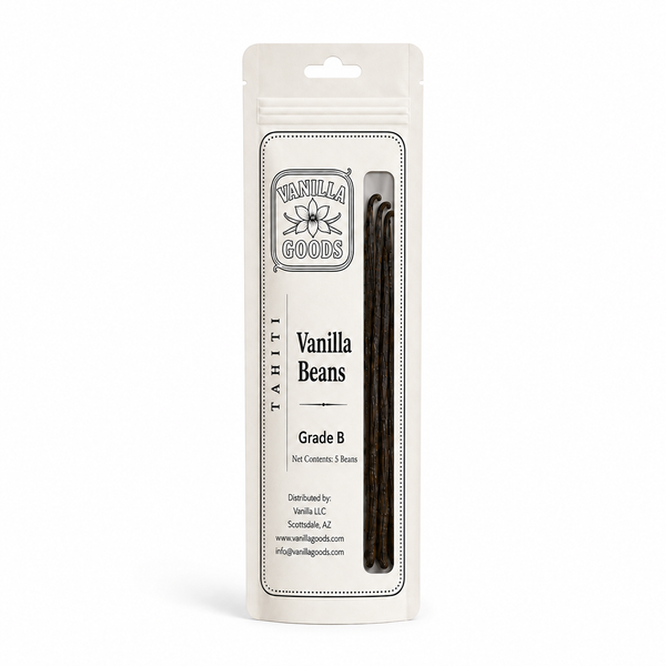 Tahitian Vanilla Beans, Grade B, 5 Beans