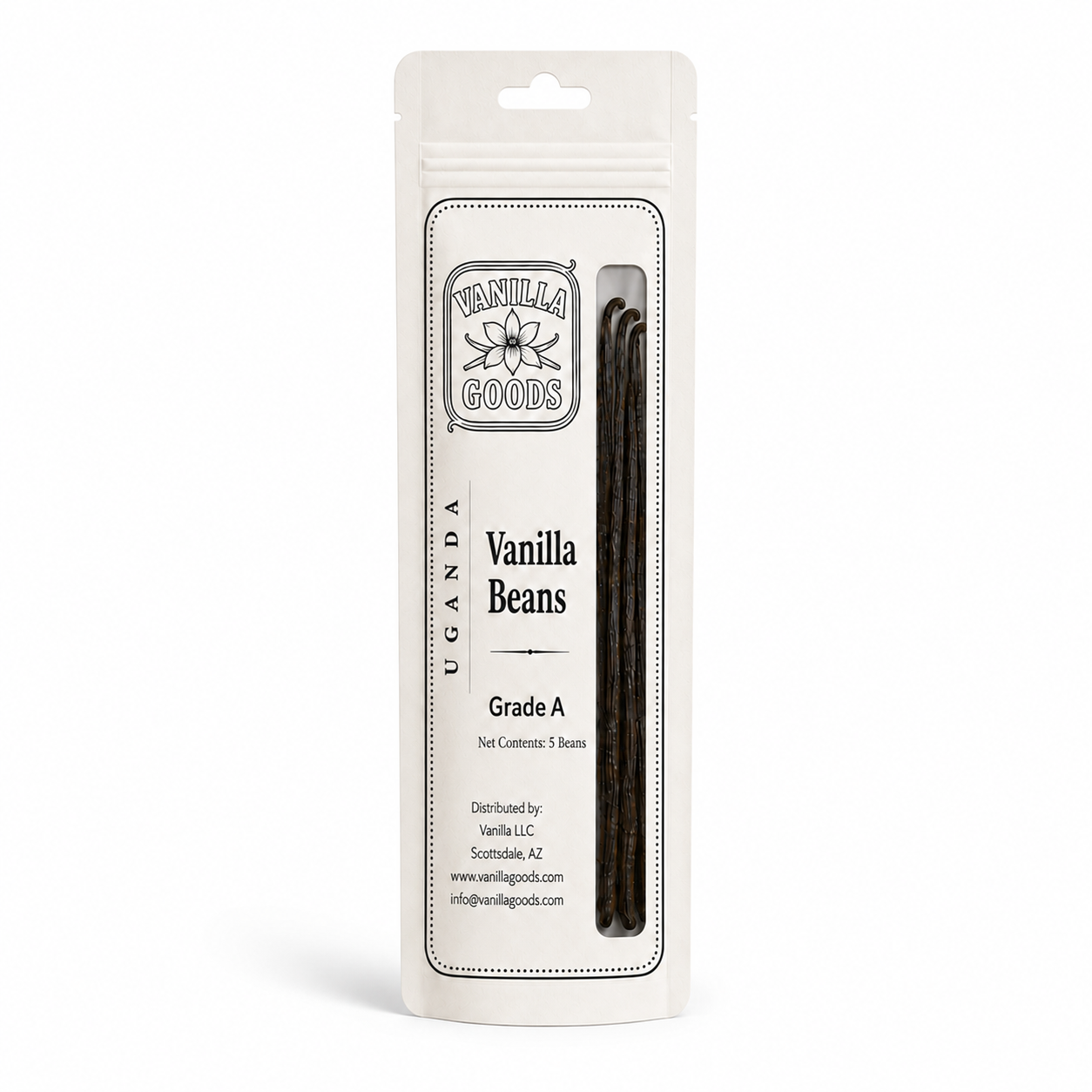 Uganda Vanilla Beans, Grade A, 5 Beans