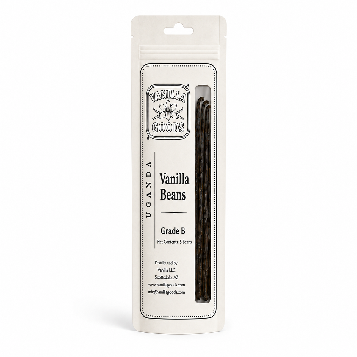 Uganda Vanilla Beans, Grade B, 5 Beans