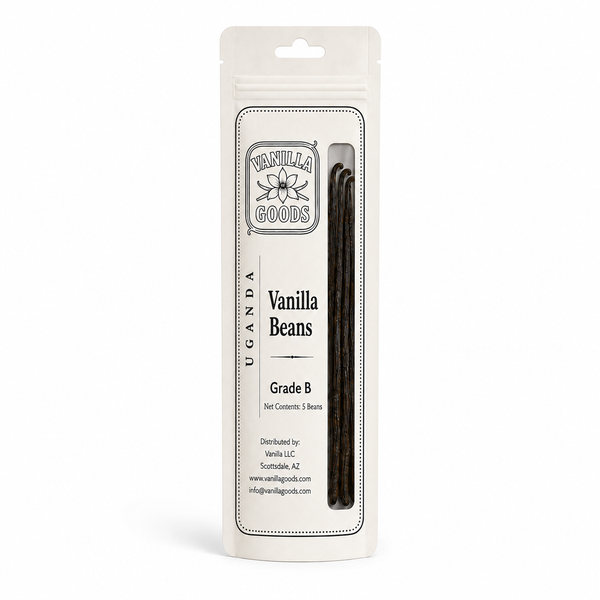 Uganda Vanilla Beans, Grade B, 5 Beans