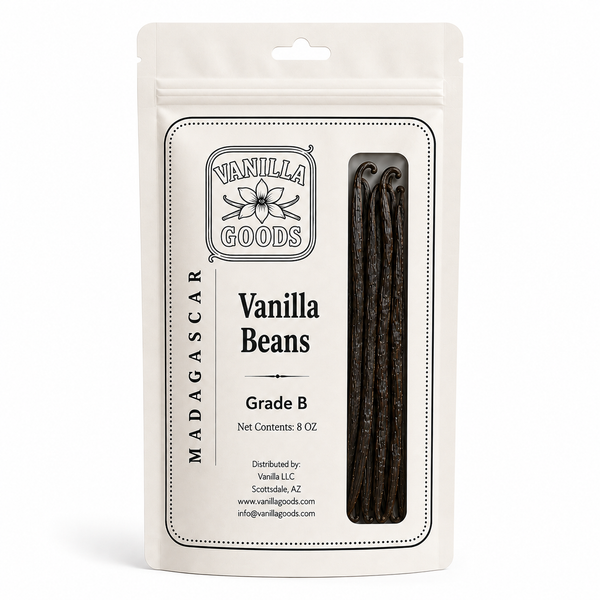 Madagascar Vanilla Beans, Grade B, 8 oz bag