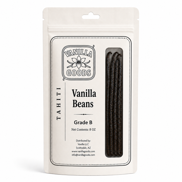 Tahitian Vanilla Beans, Grade B, 8 oz bag